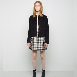 Carven Plaid Tartan Wool Pleated Skirt